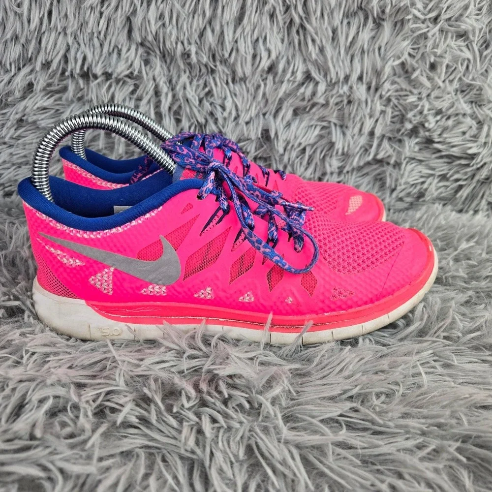 Nike‎ Free 5.0 Running Shoes Kids 6Y Pink Blue 644446-601 Lightweight Athletic - Picture 2 of 9